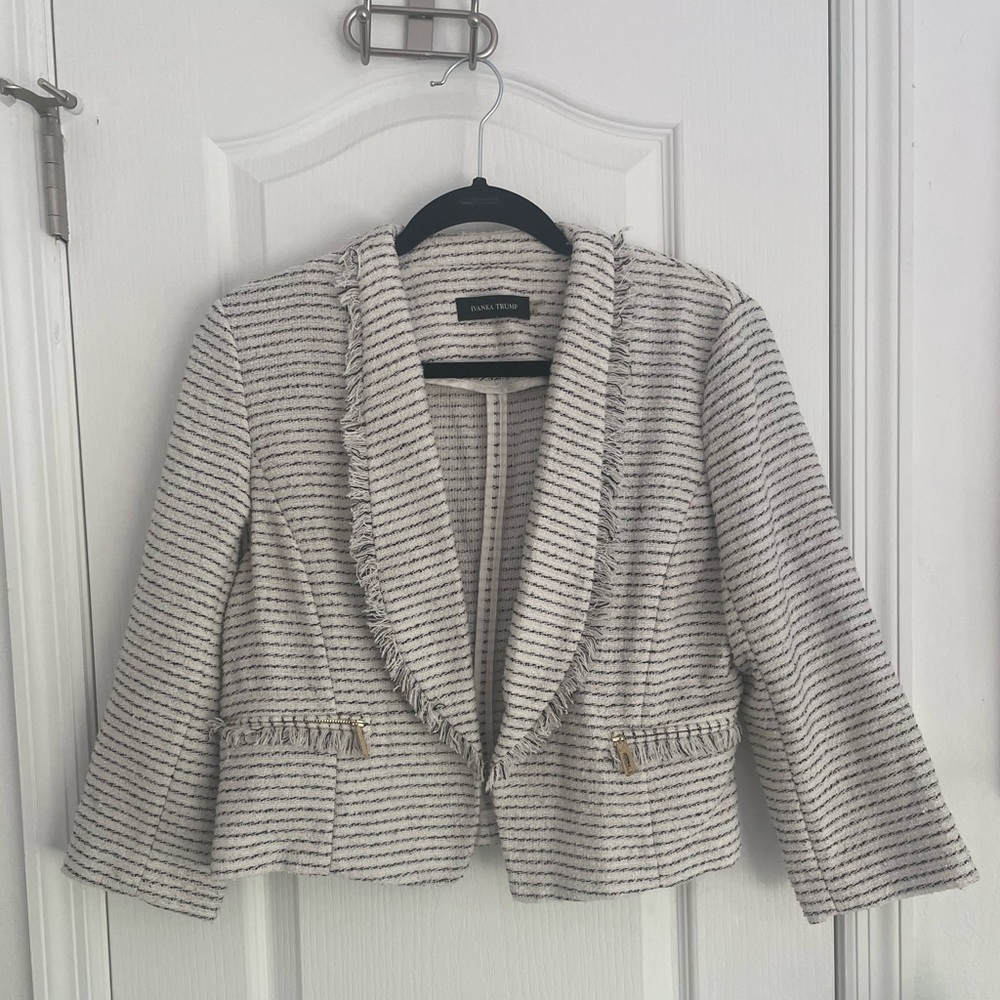 Ivanka Trump Striped Cropped Blazer